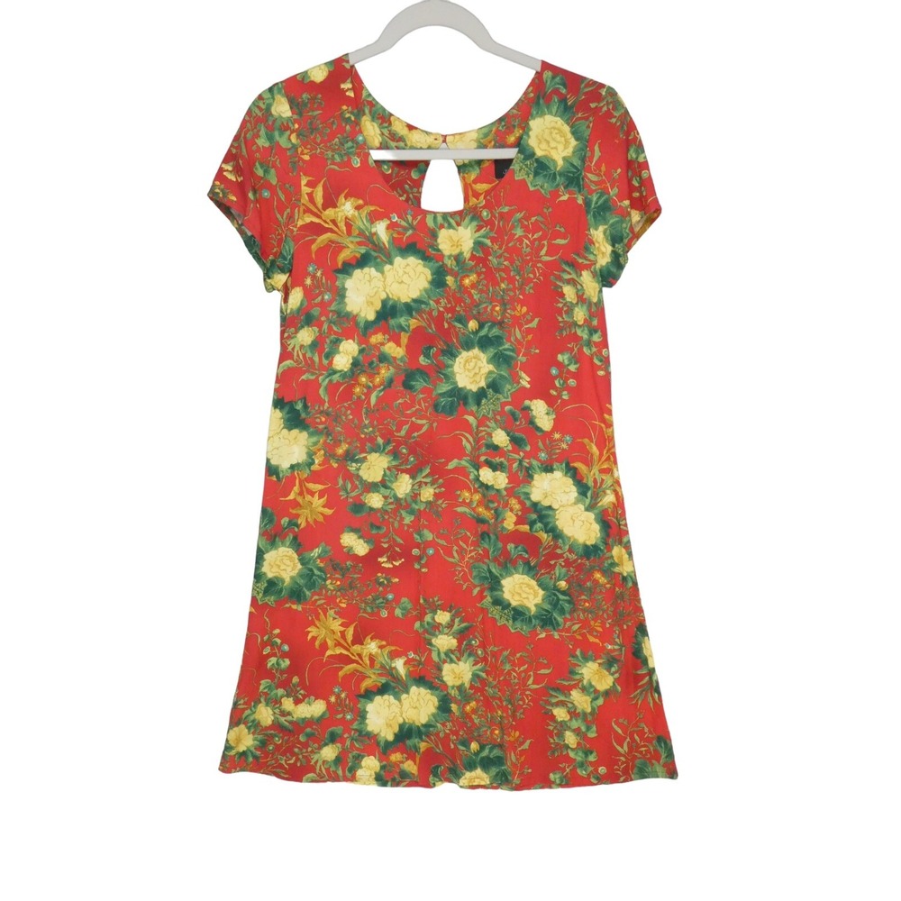 JAMS WORLD‎ Hula Moon Floral Mini Sun Dress Size S Hawaiian Folk Flower